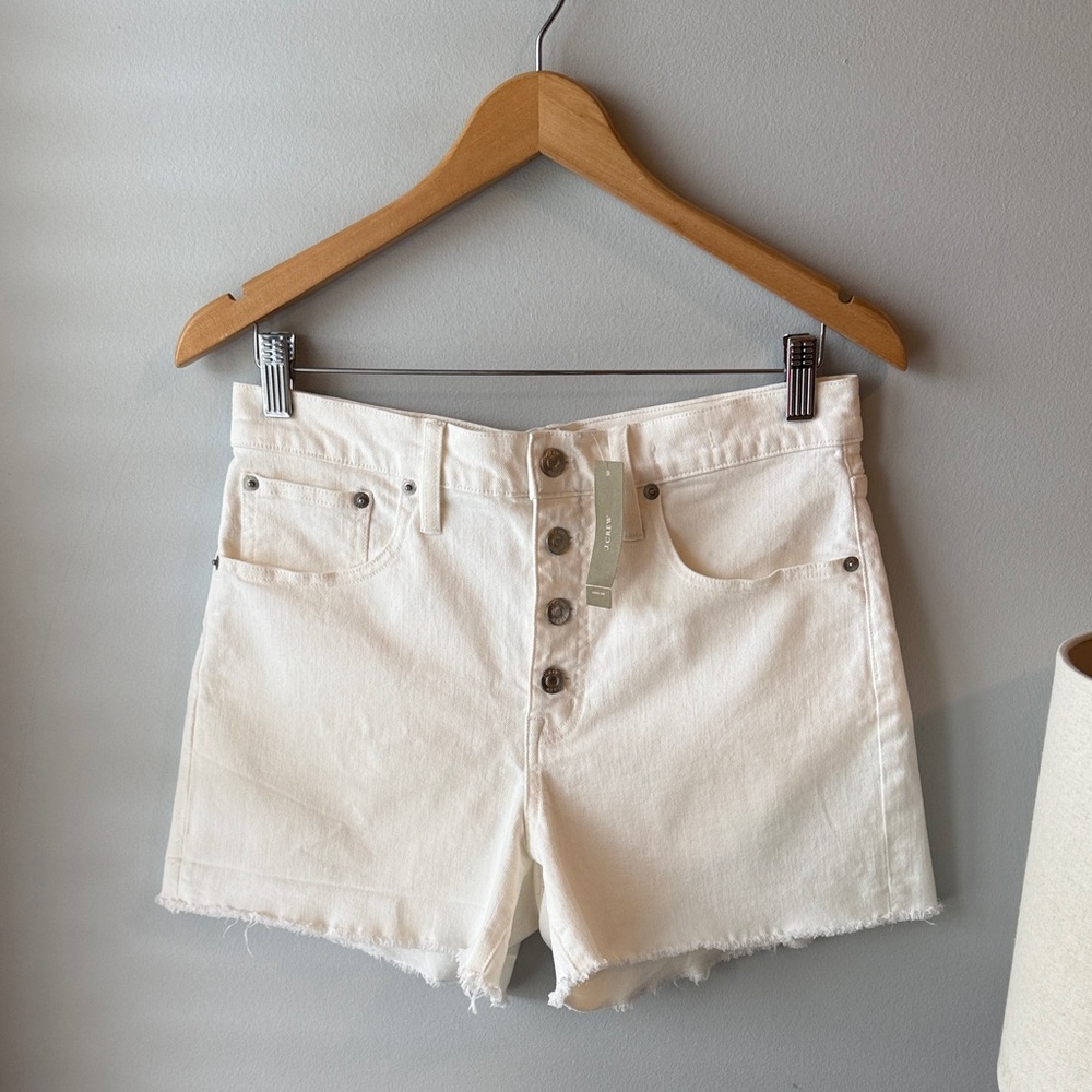 NWT! J. Crew White High Rise‎ Raw Hem Shorts
